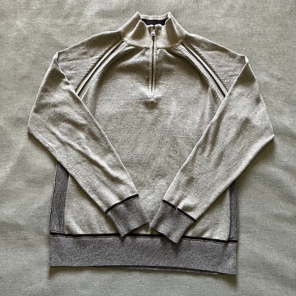 BKE Buckle 1/4 Zip Pullover Sweater Men Size L Long Sleeve Beige Casual